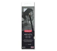 Derwent Lápices Artists para dibujo blanco y negro con sacapuntas, set de 6, calidad profesional