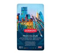 Derwent Procolour Juego de 12 Lápices de Colores de Textura Suave de Calidad Profesional en 1 Caja Metálica, 4 mm