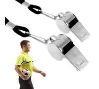 Derwrtup 2 silbatos deportivos con correa para el cuello, silbato deportivo de metal, silbato de árbitro, silbato de señalización, ideal para entrenadores, árbitros y funcionarios