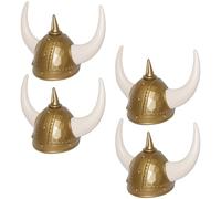 Derwrtup 4 unidades de casco de vikingo medieval medieval medieval con cuernos vikingos, disfraz de soldado berserker guerrero, sombrero, galo, gladiador, disfraz, carnaval, fiesta temática