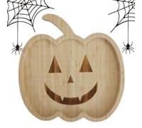 Derwrtup Bandeja de servir Halloween calabaza de madera cuencos decorativos para servir