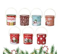 Derwrtup Cajas De Regalos Navideños,Contenedores De Dulces Navideños,Contenedores redondos para galletas, caja pequeña de lata navideña - Cuenco decorativo para dulces navideños, latas vacías, tarro