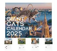 Derwrtup Calendario de pared 2025, calendario de gatos de 12 meses 2025 | Interesante calendario urbano Big Cat 2025, planificador familiar colgante de 12 meses "Cats Rule the Earth", cuadrado