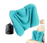 Derwrtup Cojín de apoyo para la espalda, ergonómico, hinchable, transpirable, plegable, cojín lumbar como respaldo para sillas, para viajes, aviones, exteriores, hogar, oficina, coche, sillón, cama