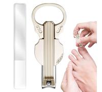 Derwrtup Cortaúñas fuerte, cortaúñas para mujer con lupa, abrebotellas 2 en 1, forma de violín, tijeras de uñas para niños, personas mayores, viajes, manicura y