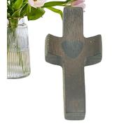 Derwrtup Cruces de madera de tamaño de bolsillo, cruces de madera inquietos | Crosses de madera alentado artesanal,Exquisito manualidad de mano de mano multifuncional oración portátil de la mano para