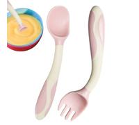 Derwrtup Cucharas Y Tenedores Para Bebé,Cubiertos De Aprendizaje Flexibles Con Agarre Ergonómico | Set De Alimentación Ergónomico Para Niños Y Niñas En La Etapa Destete Guardería Con Cuchara
