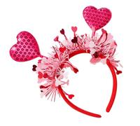 Derwrtup Disfraces de San Valentín para mujer, diadema de corazón rojo, accesorios para el cabello con lentejuelas, diadema para el día de San Valentín | Accesorios para el corazón, accesorios para