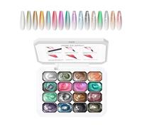 Derwrtup Gel de uñas pulido - paleta de gradientes de 16 campos de larga duración | esmalte de uñas | para mujeres niñas muetter salón hogar celebración Halloween boda vida diaria