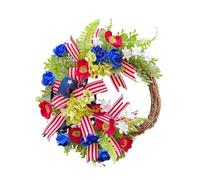 Derwrtup Guirnalda patriótica para el día conmemorativo | Día de la Memoria patriótico en los Colores Rojo, Azul y con diseño de Bandera para Pared, hogar y Exterior como