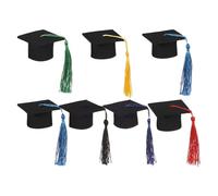 Derwrtup Kit de decoración de sombrero de graduación, 7 tapas para botellas de cerveza con borlas, accesorios para fotos, sombrero en miniatura para guardería, ceremonia de la escuela