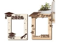 Derwrtup Marco para Foto de Graduación - Set de Madera 2 Piezas - Marco para Foto 2026 de 12,7 x 8,9 cm,para Estantería Salón Comedor Mesita Apartamento Estudio Universitario