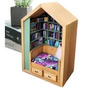 Derwrtup Pequeña estantería con libros pequeños, estantería pequeña de biblioteca | Innovadora biblioteca en miniatura para sala de libros para aliviar el estrés, caja de libros en miniatura