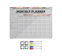 Derwrtup Pizarra blanca para frigoríficos, calendario magnético reutilizable para frigorífico, 30,5 x 22,8 cm, acrílico transparente, tablero de noticias, bloc de notas para