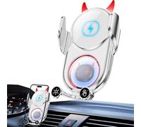 Derwrtup Soporte de teléfono de carga inalámbrica, cargador de teléfono de coche de carga rápida, soporte giratorio para teléfono de diablo, soporte para teléfono divertido para coche, soporte