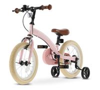 Deryan Bicicleta infantil de lujo de 14 pulgadas | 3 en 1 | Bicicleta con sillín ajustable y manillar | Bicicleta infantil para niños y niñas | Rosa
