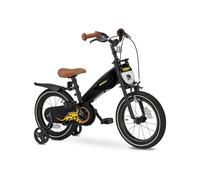 Deryan Bicicleta para Niños 14 Pulgadas 3 en 1 sin Pedales con Sillín y Manubrio Ajustables para Niños y Niñas Turbo Negro