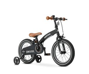 Deryan Bicicletta per Bambini 14 Pulgadas | Bicicletta Senza pedali 3 in 1 | con Sella e manubrio regolabili | per maschietti e femminucce | Negro