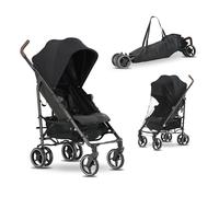 Deryan Bobbie Silla de Paseo bebé, Carrito, Carro bebé, Carrito bebé, Posición reclinada, Plegable, Posición Tumbada, Ligero - 8,5kg, Material Impermeable, Negro