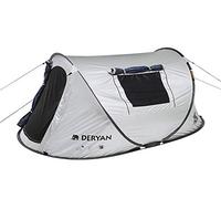 DERYAN BV Tienda de Campaña Luxe Dome para 2 Personas, Diseño Emergente en 2 Segundos, Protección UV 50%, Resistente al Agua, Anti Mosquitos, Plegable y Ligera, Color Plateado y Negro