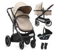 Deryan NOA Cochecito Bebe 3 Piezas - 0-4 Años - Ruedas grandes antipinchazos, Travel System con silla de coche, Hasta 22 kg - Turrón