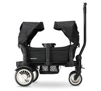 Deryan Sandy Carro plegable para 2 niños (9 meses a 5 años), techo plegable, protección solar para excursiones en la playa, camping, bandeja extraíble, mango ajustable, con freno, color negro
