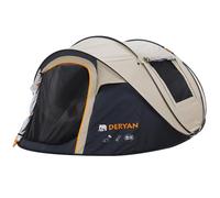 DERYAN Tienda de campaña desplegable para 4 personas - impermeable hasta 2000 mm con costuras selladas y lona extra gruesa - montada y plegada en 2 segundos - con estacas - arena