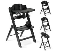 Deryan Trona Odin para bebé y niño pequeño (de 0 a 4 años), trona plegable de madera, incluye correa de 3 puntos, altura ajustable y plegable, incluye bandeja, set de recién nacidos con bouncer 2 en 1