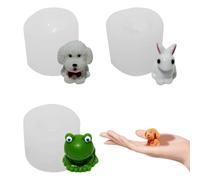 DeryArcle 3 moldes de resina de animales, molde de resina de rana 3D, moldes de silicona de conejo, molde de fundición epoxi para jabón de bricolaje, vela, llavero, decoraciones