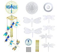 DeryArcle Kit de moldes de resina para carillón de viento, moldes de silicona tipo libélula para resina, molde de fundición epoxi para posavasos, colgar en la pared (mold para carillón libélula)