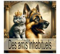 Des amis inhabituels (Calendrier mural carré 2026 30x30 cm) Calendrier double avec une page pour vos prises de notes: Une amitié magique entre un chaton et un chien de berger.