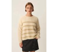 DES PETITS HAUTS Jersey de rayas con hilo brillante, cuello redondo, ALEO. Color Crudo/Dorado