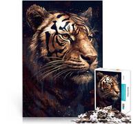Desafiante Difícil Tigre de Arte Rompecabezas de 1000 Piezas para Adultos 26x38cm con Piezas de Formas aleatorias Que se entrelazan Completamente