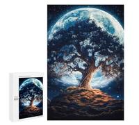 Desafiante Puzzle para Adultos 1000 Piezas Enchanted Tree Under A Giant Moon Puzzle Familiar Juego de Cumpleaños Regalo de Cumpleaños Gran Regalo para los amantes de los Juegos 1000 PCS
