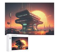 Desafiante rompecabezas para adultos, 1000 piezas, futuro City Sunset Drive-In puzzles para adolescentes, juegos divertidos, promueve la memoria, gran regalo para los amantes de los juegos, 1000