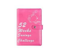 Desafío de 52 semanas para salvar y salvar esta papelería creativa personalizada de hojas sueltas, color rojo rosa