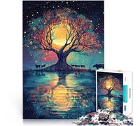 Desafío difícil para aliviar el estrés Árbol de la luz de la Luna Rompecabezas para Adolescentes de 1000 Piezas 26x38cm para la decoración del hogar Apto para Mayores de 14 años.