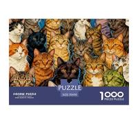 Desafío Puzzle 1000 Piezas Muchos Gatos - Brain Teaser Adultos, Piezas Duraderas, Regalo O Decoración, Incluye Póster, 70x50cm/1000pcs