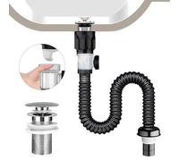 Desague Lavabo Kits, Sifón Lavabo Flexible Sifon Cocina Fregadero con y Pop-Up Filtro Sifon Lavabo Tubo Desague y Desagüe Extensible de 300-1000 mm