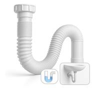 Desague Lavabo y Sifon Lavabo Universal 32/40 mm Ajustable y Extensible - Desague Fregadero y Sifon Cocina Fregadero con Conexión de Entrada 1-1/4” o 1-1/2” con Adaptador Incluido