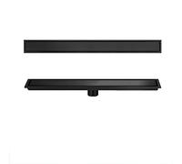 Desagüe de Ducha Lineal Canaleta de Ducha de Acero Inoxidable Drenaje Rectangular con Cubierta Extraíble y Canal Lineal de Drenaje Rápido para Cocina,Baño,Ducha,Garaje y S(Size:10x50cm,Color:Negro)