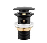 Desagüe de lavabo de baño ranurado desplegable moderno negro con desbordamiento para lavabo de baño, conexión estándar universal de 1¼ pulgadas