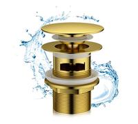 Desagüe de lavabo dorado ranurado para baño, latón pulido cepillado, tapón de resorte con desbordamiento para lavabos de baño