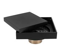 Desagüe de Piso, Desagüe Invisible de Cobre Negro 10x10cm con Filtro Antiolor, Cubierta Oculto para Baño, Cocina, Ducha y Hogar, Fácil Instalación y Colador Extraíble