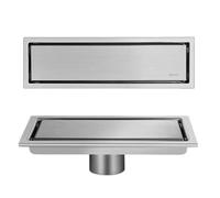 Desagüe de suelo invisible de acero inoxidable 304, dorado, oculto, extendido, antiolor, accesorio de baño, lado dorado, 10 x 20 cm, medio plateado cepillado, 10 x 6,Brushed Silver Mid-10x60cm