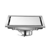 Desagüe de Suelo Oculto de Acero Inoxidable 304, Desague Ducha Cuadrado de 15 cm, para Baño, Terraza de Piscina, Garaje, Canal Exterior, Inserto de Azulejos Oculto(Silver)