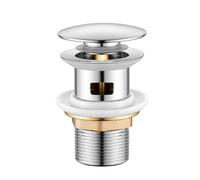 Desagüe desplegable para lavabo con resorte Click Clack con desbordamiento, desagüe de lavabo ranurado cromado moderno de 65 mm, conexión estándar universal G 1 1/4 BSP