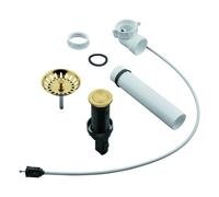 Desagüe GROHE pop-up, excéntrico de empuje redondo con cable Bowden, codo de desagüe que ahorra espacio, con válvula de cesta de filtro, 40986GN0, Color: fresco amanecer cepillado