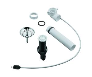 Desagüe GROHE pop-up, excéntrico de empuje redondo con cable Bowden, codo de desagüe que ahorra espacio, con válvula de cesta de filtro, 40986SD0, Color: acero inoxidable