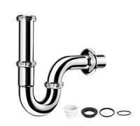Desagüe Lavabo G 1 1/4" en Acero Inoxidable Cromado, Sifón Universal para Lavabo y Pila, Kit con Cierre Antiolor, Incluye Manguito de Goma, Fácil de Instalar, para Baño